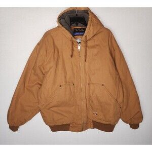 Vintage Walls Zero-Zone Jacket Coat Hood Canvas Tan Full Zip Distressed Mens XL